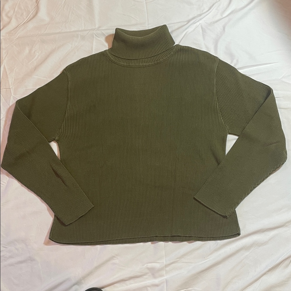 Coldwater Creek Olive Green Turtleneck Sweater